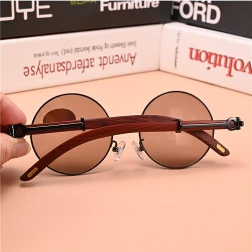 Vazrobe Round Sunglasses Male Women Stone Sun Glasses for Men Unisex Elder Anti-eye-dry Shades Natural Crystal Brown Lens
