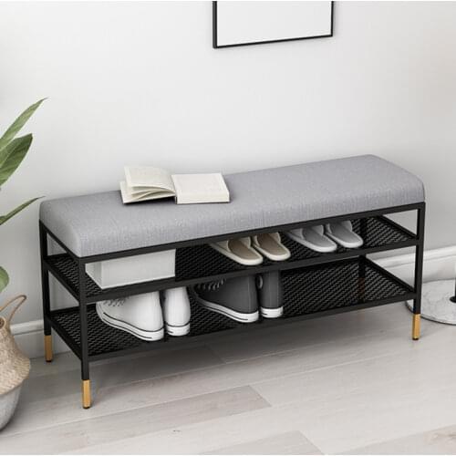 Lightweight and does not occupy the place Nordic shoe stool durable leather seat home door can sit through the shoe cabinet