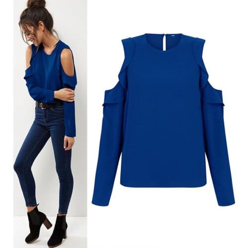 Summer Chiffon T Shirt Women Tshirt Fashion Casual Off Shoulder Long Sleeve T-shirt Ruffles O-Neck Tee Shirt Femme Plus Size 6XL