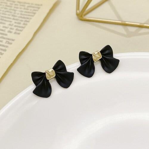 Bowknot Metal Women Trendy Stud Earrings Black Bow Earrings Korean Earrings 2021 New Fashion Earrings Female Jewelry