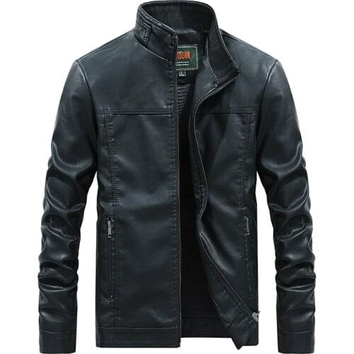Fashion Mens Motorcycle PU Leather Jacket Slim Fit Outerwear Spring and Autumn Hommes Handsome Male Stand Collar Leather Coats