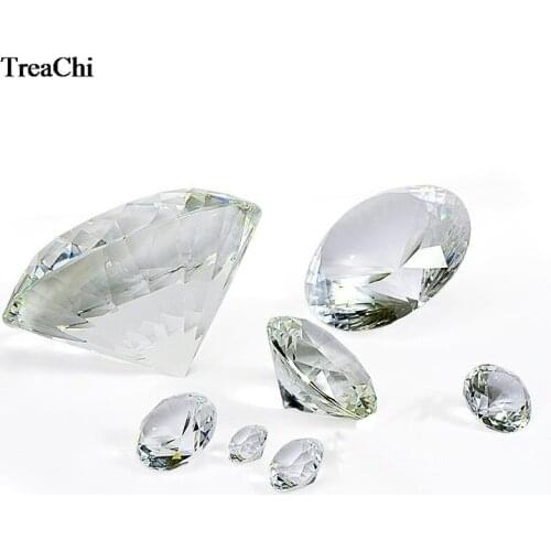 Fashion Crystal Diamond Cut Shape Paperweights Clear Glass Gem Jewelry Display Counter Organizer Ornaments Prop Stand 5 Sizes
