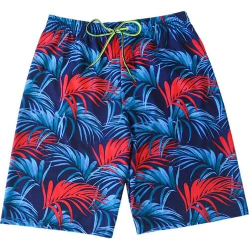 Fashionable mens swimming trunks digital printing polyester fabric comfortable and breathable large size beach swimming trunks