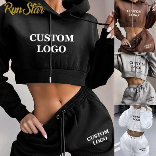 RunStar Custom Logo Fashion Outfits for Women Tracksuit Hoodies+Sweatpants Sports Sweatshirt Casual 2 Piece Set Female Clothing