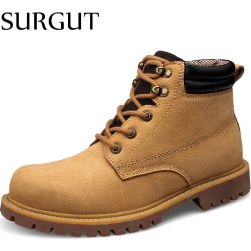 SURGUT Autumn Men Boots Winter Men Combat Ankle Boots High Quality Leisure Waterproof Daily Working Boots Men Plus Size 36~48