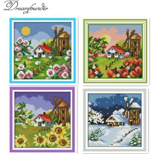 South Koreas small scenery cross stitch kit animal18ct 14ct 11ct count print stitching embroidery DIY handmade needlework plus