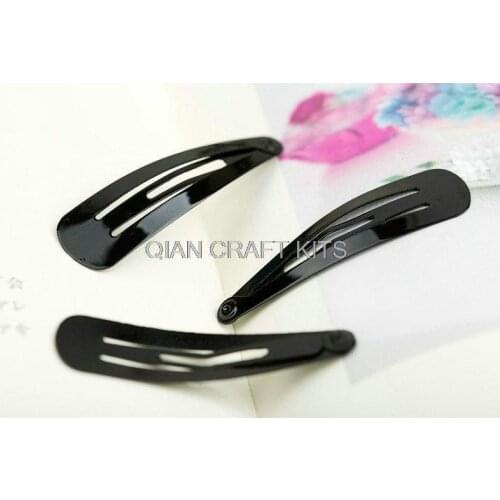 Set of 100pcs-Hair Shiny Black Hair Snap Clips 58mm ,other sizes available