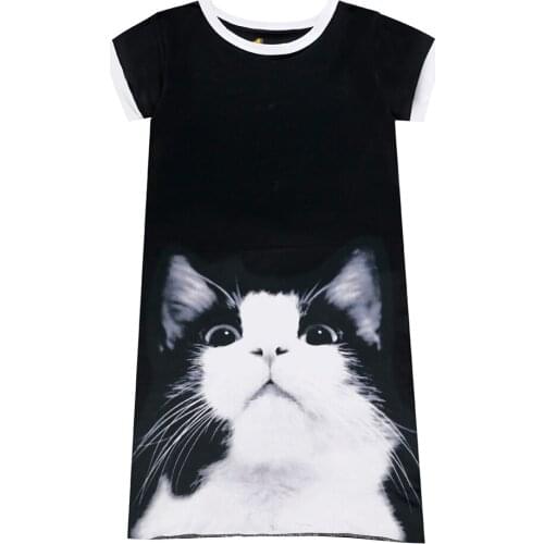 Cute Cat Night Dresses for Kids Girls Baby Girls 3D Printing Pajama Gown Child Lovely Nightgowns Children Summer Pajamas