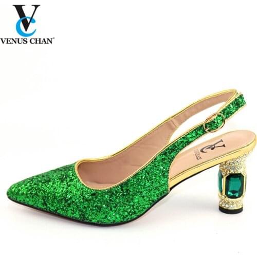 2020 Wedding Shoes Green ColorCrystal Pumps Day Evening Party Luxury Queen Heels Shoes