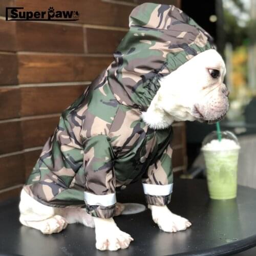 New Pet Dog Raincoat Clothes For Small Dog Camouflage Waterproof Clothes Raining Rain Coat Outdoor Costumes French Bulldog AQC11