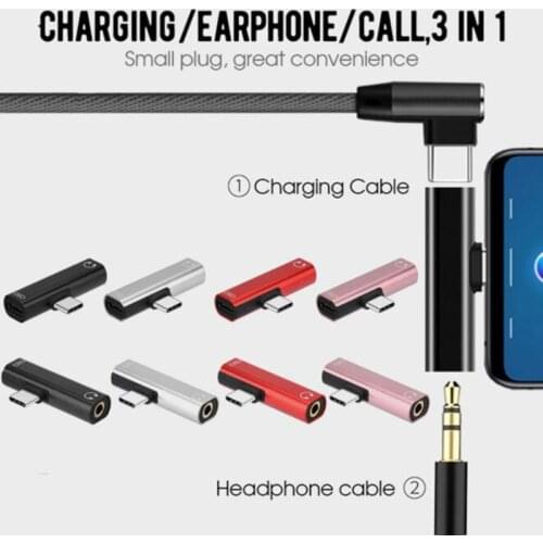 3 in 1 Type-C to Type C 3.5mm Aux Jack Audio Charging Adapter for Xiaomi 6 6X 8 Huawei P20 pro call USB C Converter
