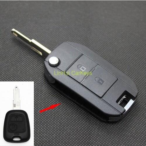 PINECONE for PEUGEOT 206 Flip Folding Key 2 Buttons Uncut Blank Brass Blade Modified&Upgrade Remote Flip ABS Key Shell 1 PC