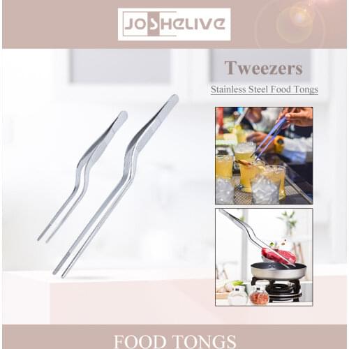 2 Sizes Kitchen Tweezer BBQ Food Tweezer Clip Mini Chief Tongs Stainless Steel Portable for Picnic Meat Barbecue Cooking Tool