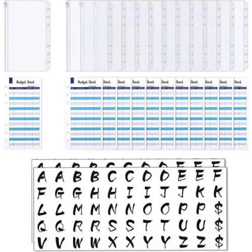 26 Pieces A6 Budget Envelope Planners with 12Pcs Binder Pockets 12 Budget Expense Sheets and 2 Letter Label Sticker