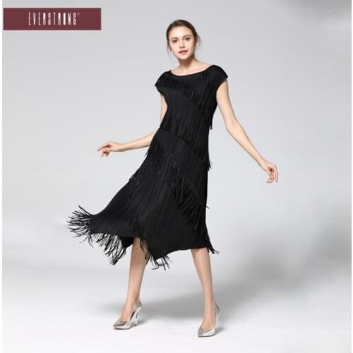 HOT SELLING Miyake Fold solid o-neck short sleeve elegant tassel Asymmetrical dress IN STOCK