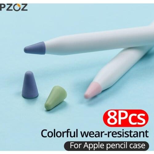 PZOZ 8 pcs for Apple Pencil 1 2 Tablet stylus Touch Pen nib case Soft silicone Protective case for apple Pen case touch cover