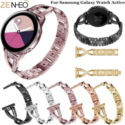 For Samsung galaxy watch Active 2 40mm 44mm Stainless Steel Strap band Replacement 20mm Watchband Metal Aolly Wristband Correa