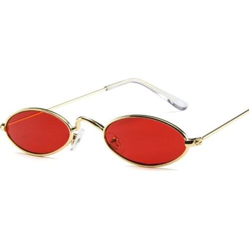 2019 Vintage Small Oval Sunglasses Women Men Shades Brand Metal Frame Clear Lens Sun Glasses Steampunk Eyewear UV400 Red Sunglas