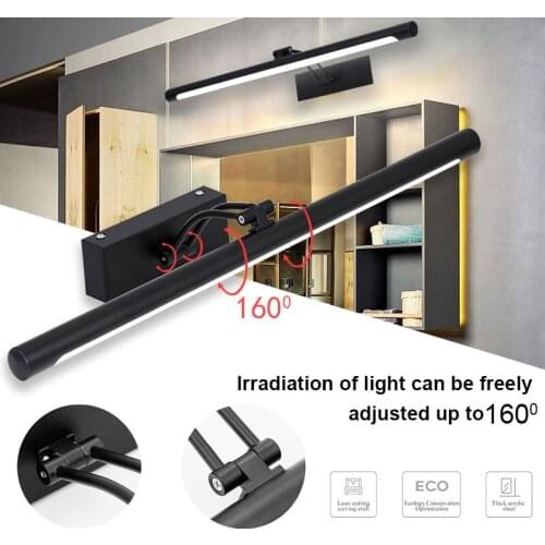 Modern Wall Mounted Led Wall Lamp Black And Silver Bathroom Lamp Household Lamps Mirror Front Lamp Waterproof Stainless Steel