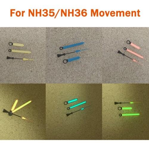 Watch Hands Green/ Yellow/ Blue Luminous Hands Fit Nh35 Nh36 Movement Watch Accessories Watch Repair Parts