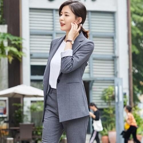 Ladies Business Formal Pants Two-piece Womens Suit Jacket Set Office Work Uniform Jacket Pants Womens Black Pants XL S-3XL