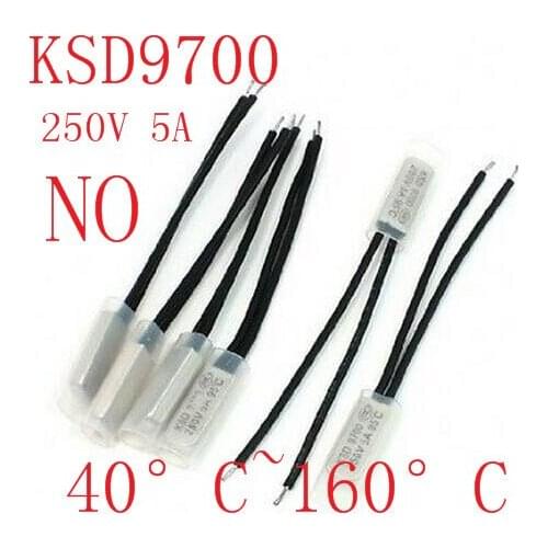 2PCS KSD9700 250V 5A Bimetal Disc Temperature Switch N/O Thermostat Thermal Protector 40~135 degree centigrade