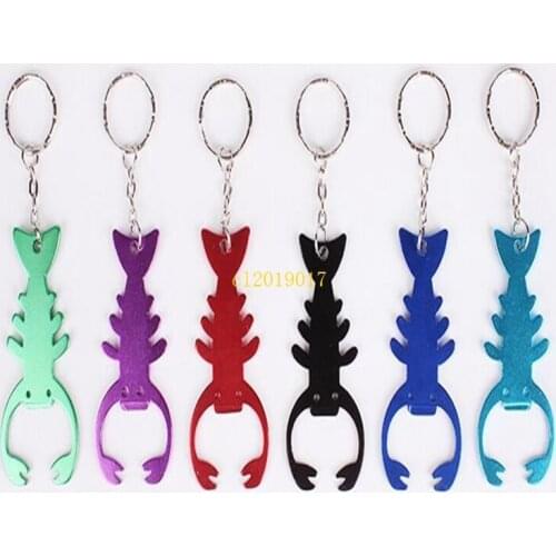 200pcs/lot Bottle Opener Creative Home Essential Kitchen Tools Lobster shaped Cute Beer Wine Bottle Opener with Keychain Ring#24