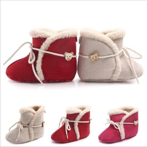 2017 Fashion Winter Baby Shoes Girls Snow Boots Infants Warm Fleece First Walkers
