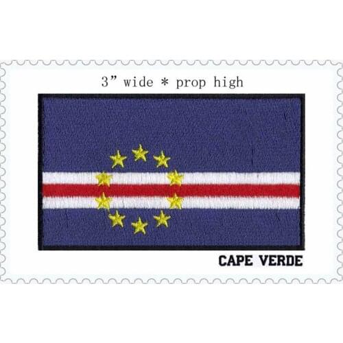 3" wide applique CAPE VERDE 100% embroidery iron on /sew on flag military patch for jean