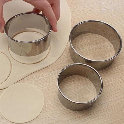 3pcs/set Stainless Steel Round Dumplings Wrappers Molds Set Cutter Maker Tools Round Cookie Pastry Wrapper Dough Cutting Tool
