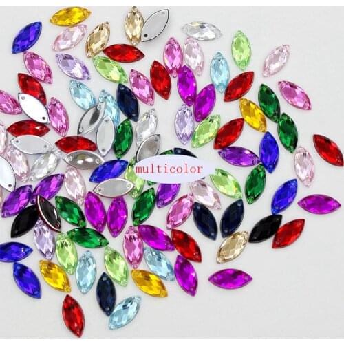 500pcs/lot Multicolor Acrylic Horse eye Shape Flat Back Marquise Earth Facets Clear Crystal DIY for wedding clothing decoration