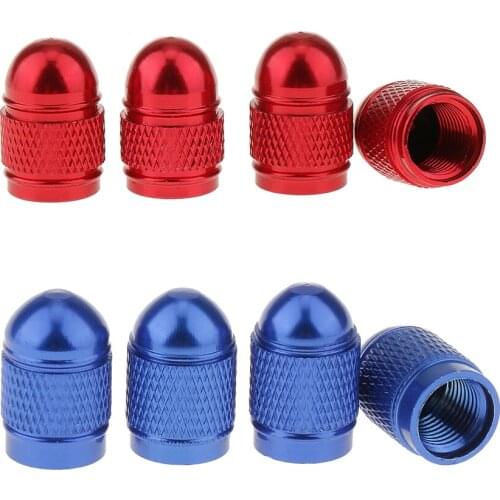 8pcs Red Blue Aluminum Alloy Auto Car Truck Bike Wheel Tire Valve Cap