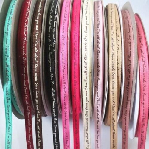0.6CM Print Letters Single Row Small Letters Satin Ribbons Gift Packing Ribbons Wedding Party Decorative DIY Crafts Supplies 193