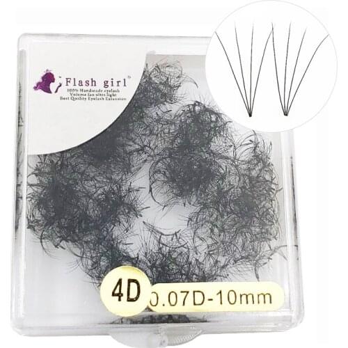 Flash girl private label short stem 4D 0.07D/0.07C 10mm premade fans lashes 1000 fans in one box