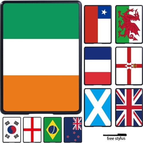 Tablet Case for Amazon Kindle Paperwhite 1 2 3 4/Kindle 8th Gen 2016/10th Gen 2019- Flag Pattern Protective Shell + Pen
