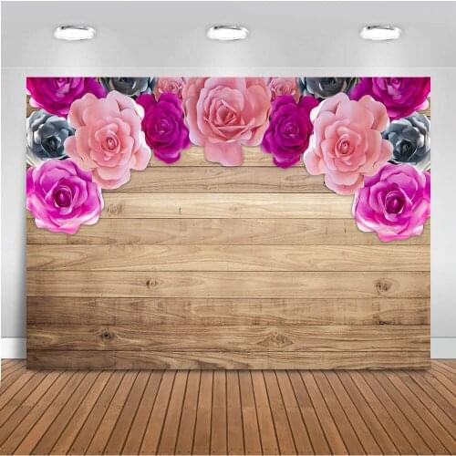 Flower wooden backdrop for photography newborn children photo booth background party decoration supplies 7x5ft polyester cloth