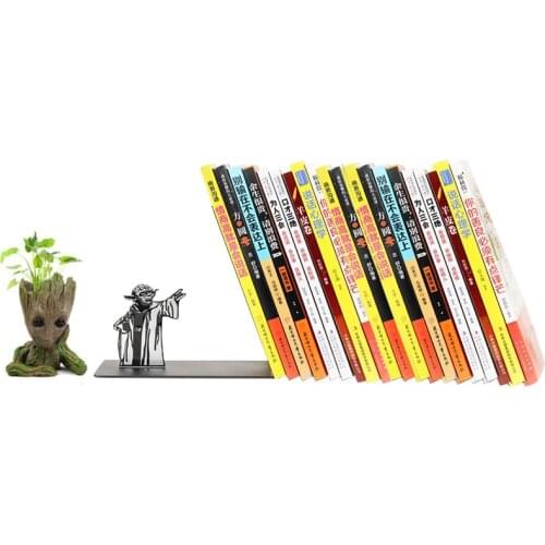 Star Fighter War Decorative Bookends Metal MasterYoda Figurines Iron Art Bookshelf Decor Desktop Ornament Magazines Organizer