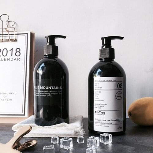 500ml Soap Dispenser Black Plastic Empty Bottles Scandinavian Bath Hand Washing Shower Gel Shampoo Bottle Detergent Container