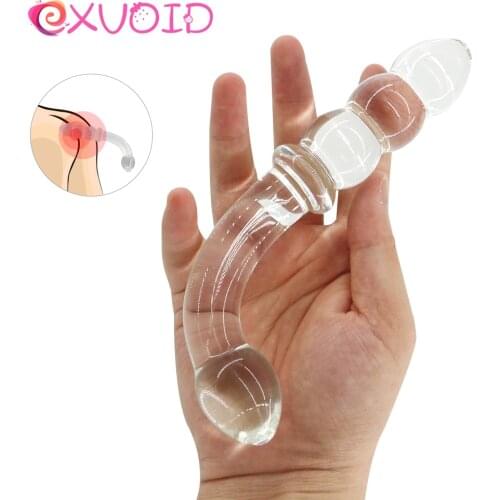 EXVOID Butt Plug Artificial Penis Dick Adult Products Crystal Anal Bead Sex Toys for Women Men Gay Pyrex Glass Dildo Vagina Open