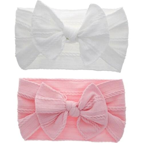 2 Pcs Baby Headbands Infant Toddler Boy Girl Headwear Elastic Bowknot Solid Plain Turban Head Accessories Fashion Band 0-3 Years
