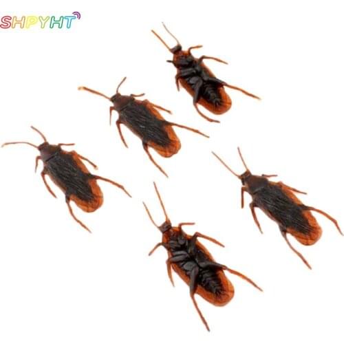 10pcs/lot Prank Funny Trick Joke Toys Cock Roach Special Lifelike Model Simulation Fake Rubber Cockroach Bug Roaches Toy 2021NEW