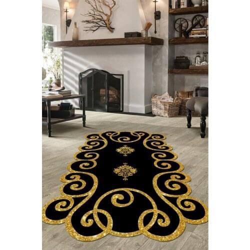 Laser Cut Black-gold Carpet Non-Slip Base Home Decor table basse de salon декор комнаты ковер, ковер в гостинную tapete sala