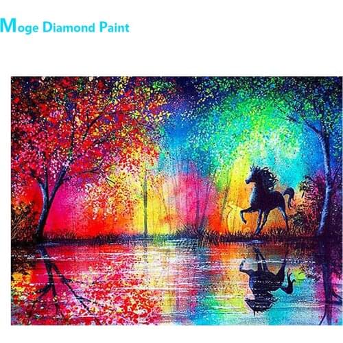Colorful Forest Trees Scenery Diamond Painting Round Full Drill Nouveaute DIY Mosaic Embroidery Cross Stitch Oil Scenic Pattern