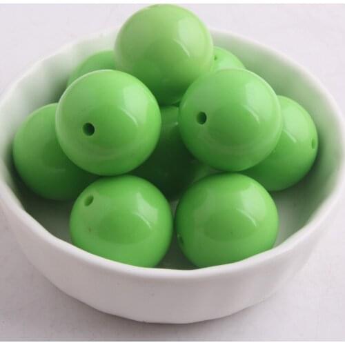 Kwoi vita Lime Color Chunky 20MM 100pcs Acrylic Solid Bubble Gumball Beads for Kids Necklace Jewelry