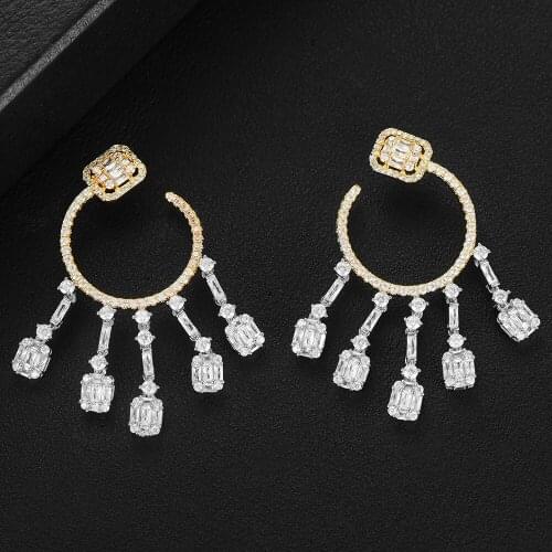 Blachette Sweet Romantic Cute Dangle Earrings High Quality Cubic Zirconia Bridal Wedding for Women Girl Daily Fashion Jewelry