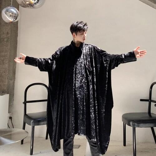 MIXCUBIC 2019 Autumn Korean style personality Irregular design shirts men casual loose retro velvet shirts for men,size S-XL