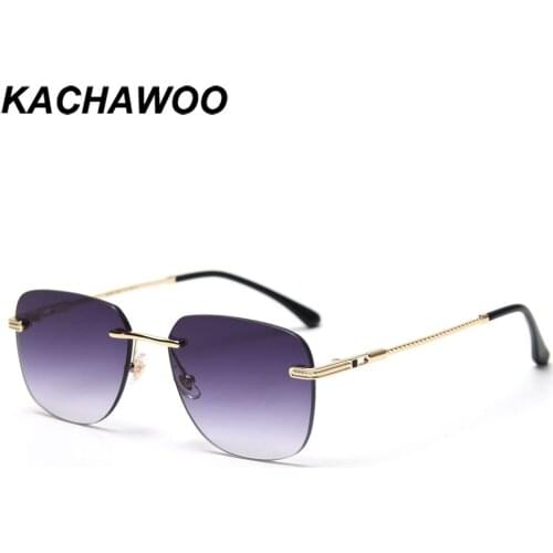 Kachawoo square sunglasses male frameless brown grey fashion sun glasses female birthday presents metal high quality European