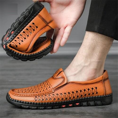 Hot Sale Mens Summer Mocassins 2021 Leather Slip-On Soft Loafers Comfortable Drive Flats White Breathable Sport Single Shoes