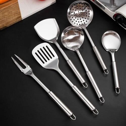 6 Pieces Cooking Utensil Set, Stainless Steel Kitchen Utensil Set with Organizer Holder Stand, Kitchen Cooking Tools