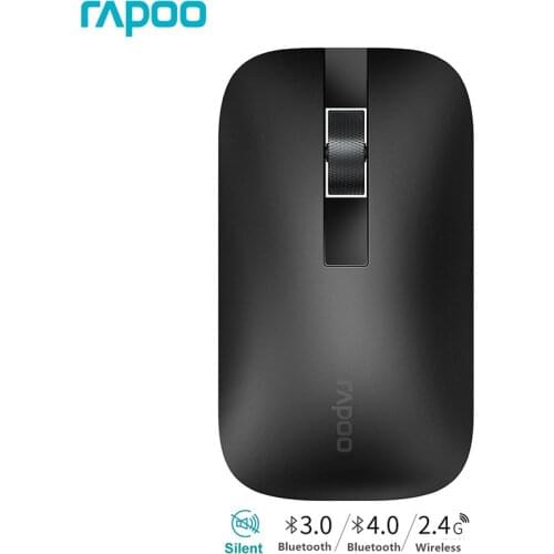 Rapoo M550 Thin Multi-mode Wireless Mouse Switch Between Bluetooth 3.0/4.0 & 2.4G Connects to 3 Devices , Al-alloy CNC wheels